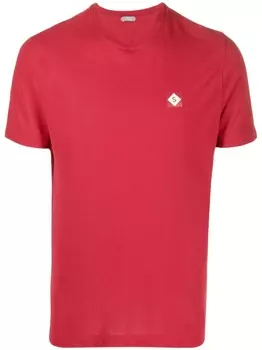 Zanone футболка с нашивкой-логотипом, красный