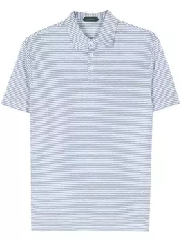 Zanone льняная рубашка поло в полоску, синий