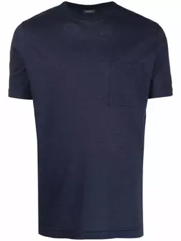 Zanone полосатая футболка с нагрудным карманом, синий