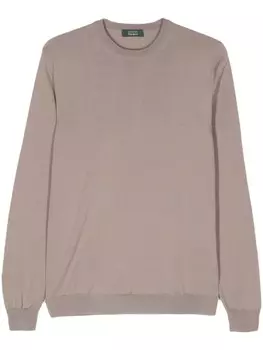 Zanone ребристый свитер, коричневый