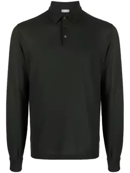 Zanone рубашка поло с длинными рукавами, зеленый