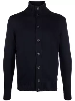 Zanone шерстяной кардиган с высоким воротником, синий