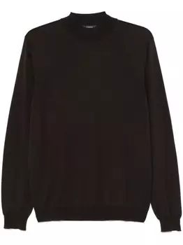 Zanone свитер с воротником-стойкой, коричневый