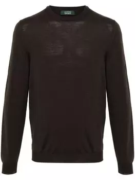 Zanone свитер тонкой вязки, коричневый