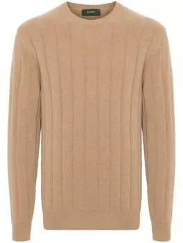 Zanone свитер в рубчик, нейтральный цвет