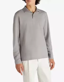 Zanone Узкая рубашка-поло с длинными рукавами из органического хлопка IceCotton Slowear, цвет Grigio