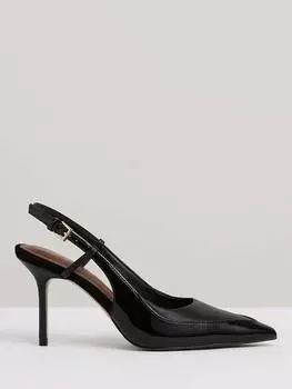 Заостренные босоножки из кожи лины Reiss, черный