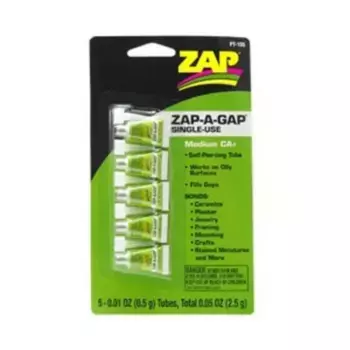 Zap-A-Gap CA+ одноразовый (1/10 унции) (5), Miniature Glues & Supplies (Zap-A-Gap)
