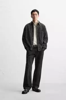 Западная джинсовая рубашка ZARA, черный