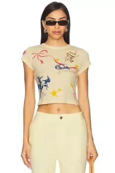 Западная вспышка ажурной футболки Daydreamer, butter yellow