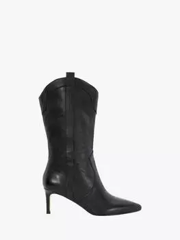 Западные сапоги до середины икры из кислой кожи с заостренным носком Dune, черный