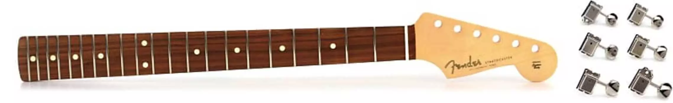 Запасной гриф Fender Classic Player '60s Stratocaster - комплект накладки на гриф Pau Ferro с набором тюнинговых машин Fender American Vintage Stratocaster-Telecaster - никель 0991103921=1 0992040000=1