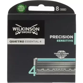 Запасные картриджи для бритвенных лезвий Quattro Titanium Sensitive — упаковка из 8 шт., Wilkinson Sword