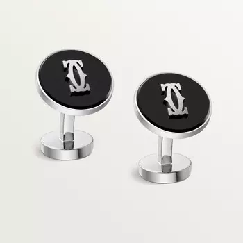 Запонки Cartier Boutons de manchette Double C De Cartier onyx, цельное серебро