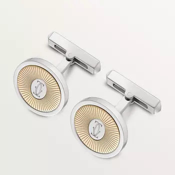 Запонки Cartier Boutons de manchettes logo Double C de Cartier dcor Soleil or et argent, желтое золото