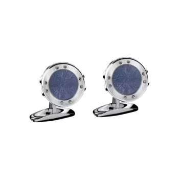 Запонки Chopard Alpine Eagle cufflinks - Синяя инкрустация - серебристый металл