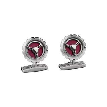 Запонки Chopard Classic Racing cufflinks - Красная инкрустация - серебристый металл