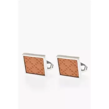 Запонки из латуни с кожаными деталями Corneliani, оранжевый