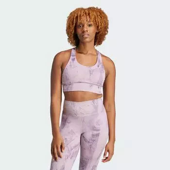 Запустите итерацию бюстгальтера Pocket Medium-Support AOP Adidas, цвет Preloved Fig/Ash Purple