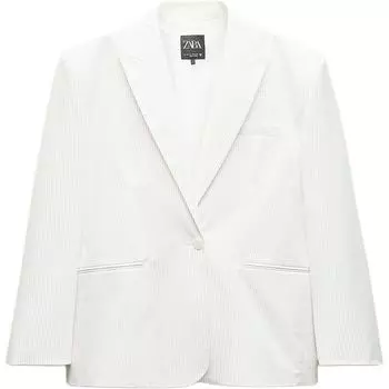 ZARA Деловой женский костюм, белый/черный