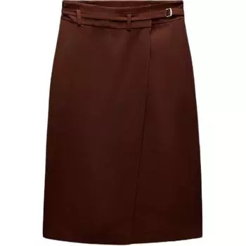 ZARA Длинная повседневная юбка серии ZW, женская, коричневого цвета