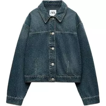 ZARA Джинсовая куртка Trf, женская, синяя