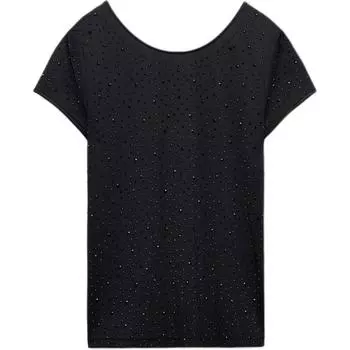 ZARA Футболка женская, черная, обычная