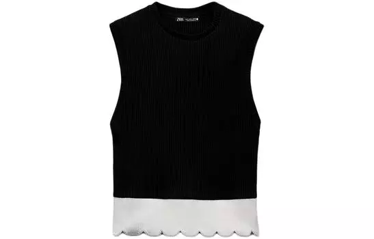 ZARA Футболка женская, черная/телесная