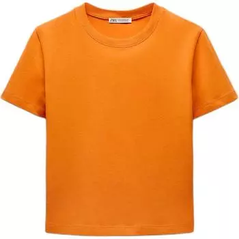ZARA Футболка женская в полоску/оранжевая