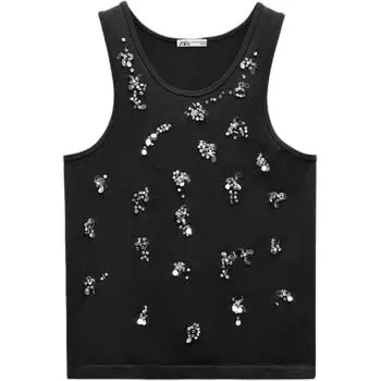 ZARA Майка женская черная