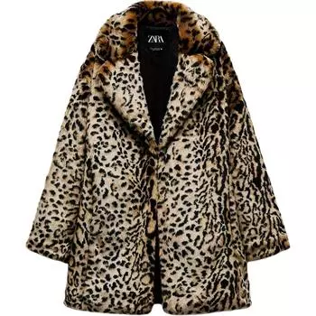 ZARA Пальто женское с леопардовым принтом