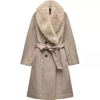 ZARA Пальто Женское Золото Коричневое