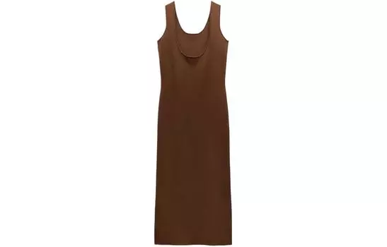 ZARA Платье без рукавов женское коричневое