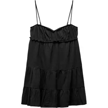 ZARA Платье-комбинация женское черное