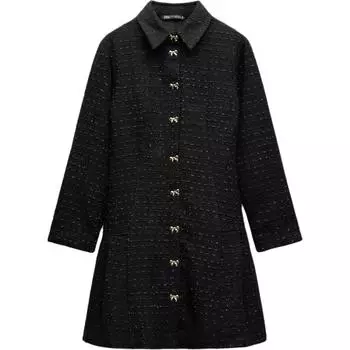 ZARA Платье с длинными рукавами женское черное