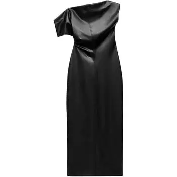 ZARA Платье с короткими рукавами серии ZW, женское, черное