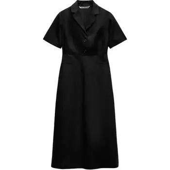 ZARA Платье с короткими рукавами серии ZW, женское, черное
