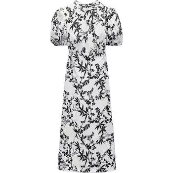 ZARA Платье с короткими рукавами женское белое/черное