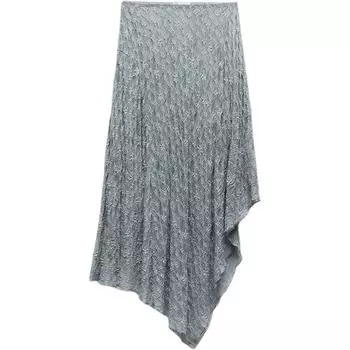 ZARA Повседневная длинная юбка женская, синие/серые