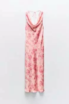Zara Satin Tie-dye Print Dress, multicoloured