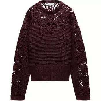 ZARA Свитер женский бордово-красный