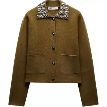 ZARA Свитер женский темно-хаки