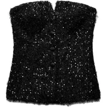 ZARA Топ без бретелек женский, черный