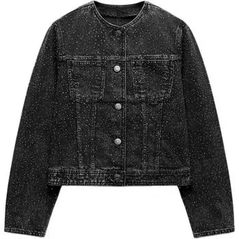 ZARA Женская джинсовая куртка серии ZW серого цвета