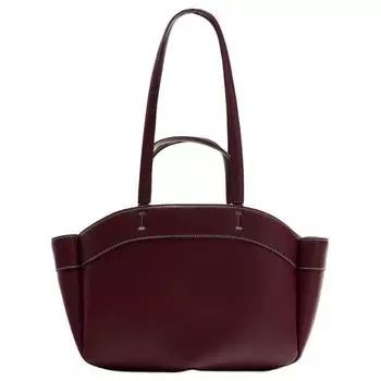 ZARA Женская сумка из искусственной кожи большого размера, темно-красного цвета