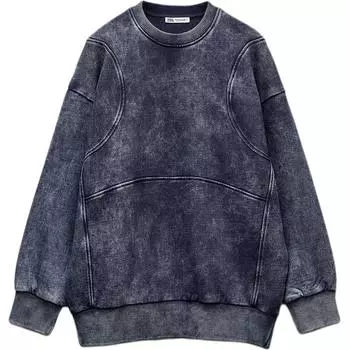 ZARA Женская толстовка, цвет синий/индиго