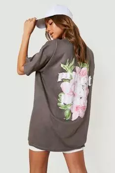 Защитите свой мир футболка оверсайз с принтом Boohoo, угольный