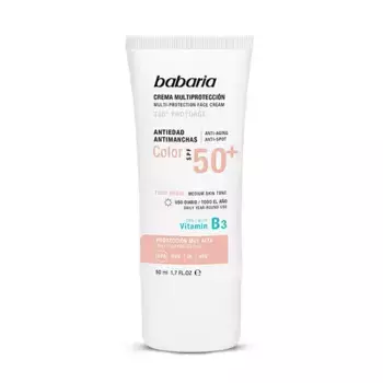 Защитный крем для лица с витамином В3 Crema Multiproteccin Color SPF50+ Babaria, 50 ml