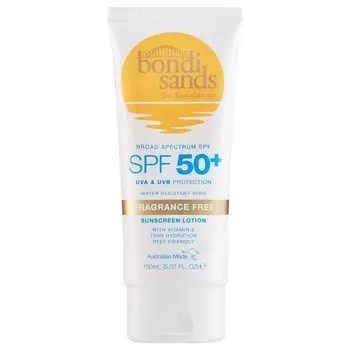 Защитный лосьон для тела SPF50+ body sunscreen lotion fragrance free with spf50+ Bondi Sands, 150 мл