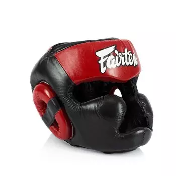 Защитный шлем для спарринга Fairtex Diagonal Vision, Lace-up, размер XL, черный/красный